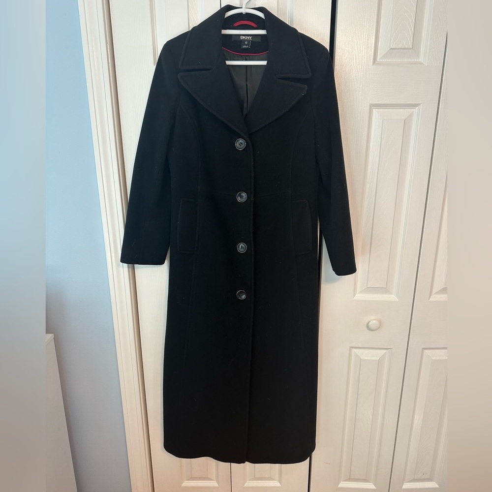 DKNY Wool Blend Long Coat